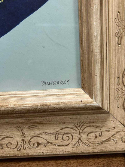 Ryan Berkley Signed Tiger Portrait, Framed Anthropomorphic Animal Art