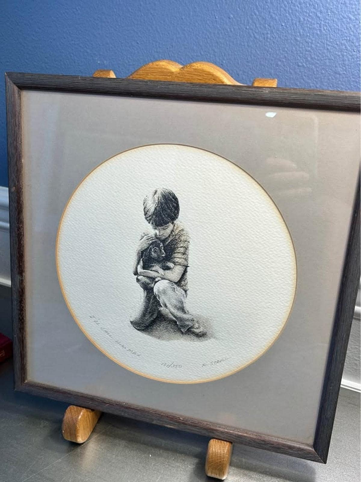 Marv Stahl Signed Limited Edition Print "I'll Call Him Max" Framed Stippling Art
