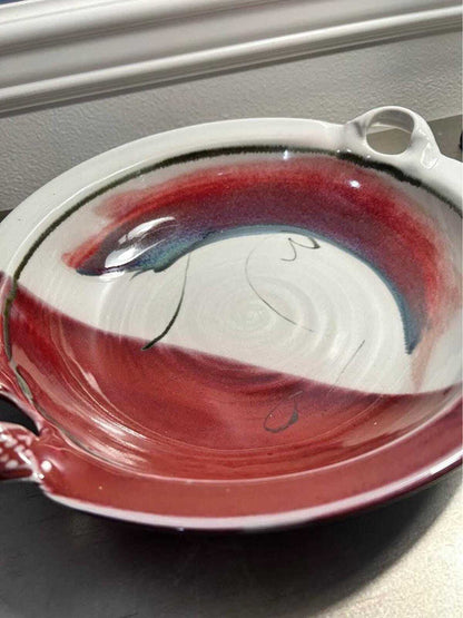 Jerry Pollari Studio Pottery Platter | Abstract Oxblood Bowl | Oregon Ceramic Art