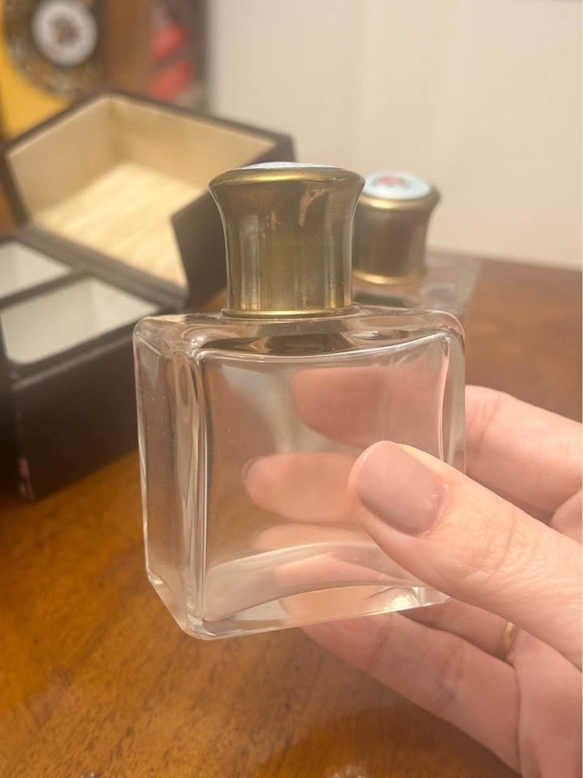 Antique Guilloche Enamel Double Scent Bottles with Leather Travel Case