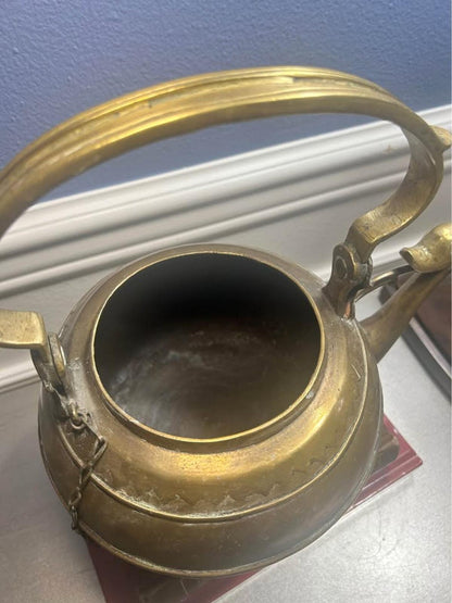 Antique Engraved Brass Teapot, Bird Head Spout, Sumatran Minangkabau Ceremonial Kettle