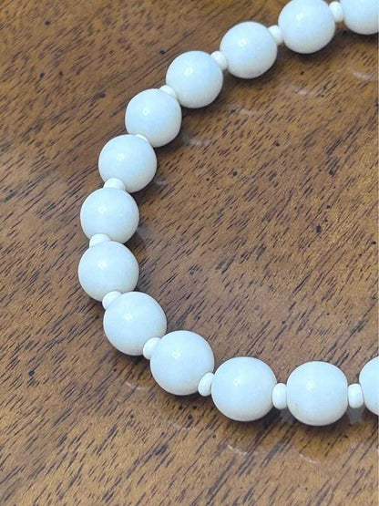 Vintage Miriam Haskell White Beaded Single Strand Choker Necklace
