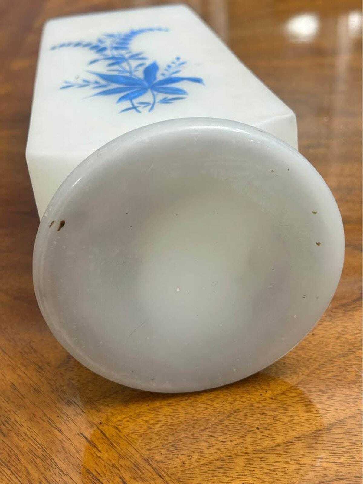 Antique Bohemian Frosted Art Glass Vase Enamel Floral and Bee Motif