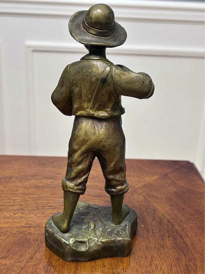Antique French Bronze Peasant Boy Sculpture by Goyeau