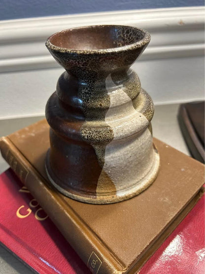 Radwick Studio Pottery Signed Brutalist Stoneware Vase / Candle Holder
