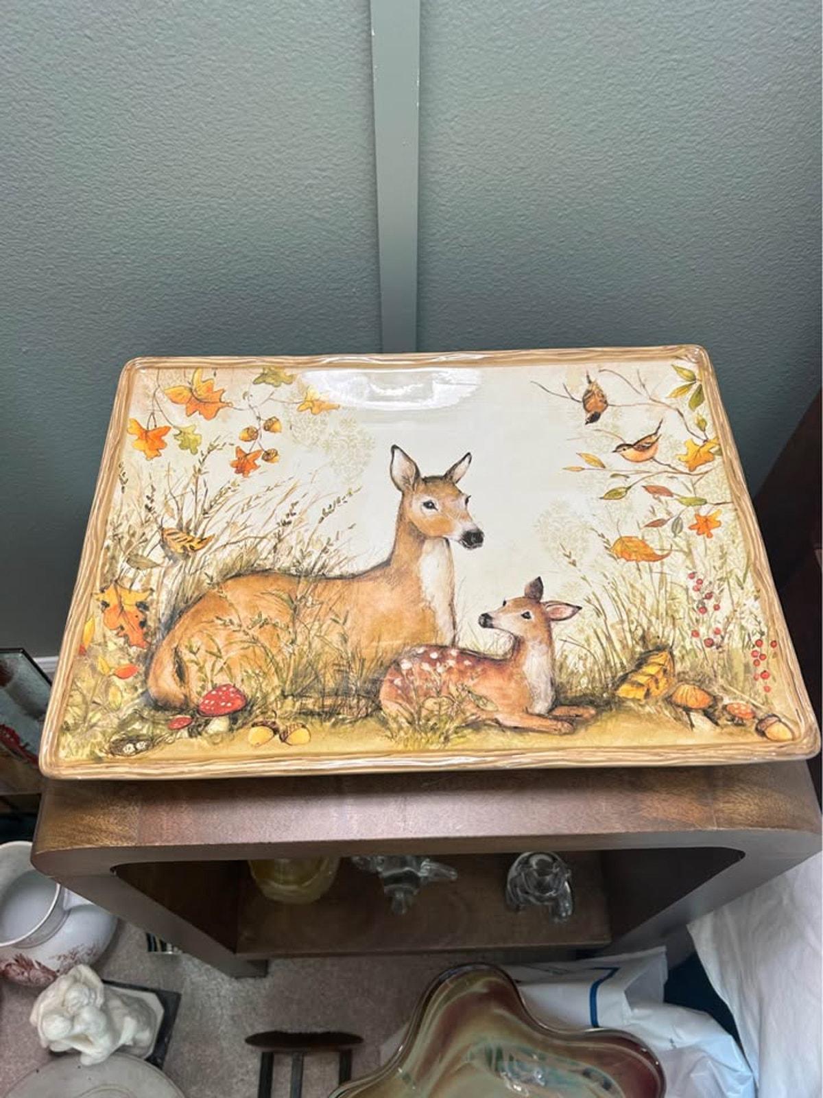 Susan Winget for Certified International "Nature’s Garden" Deer Platter