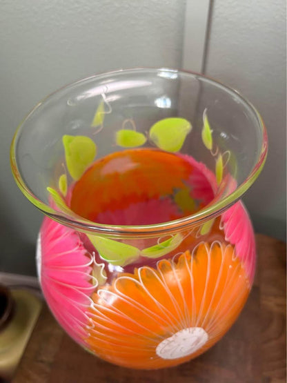 Vibrant Hand-Painted Daisy Large Pitcher & Vase Set – Leslie Painted Glass