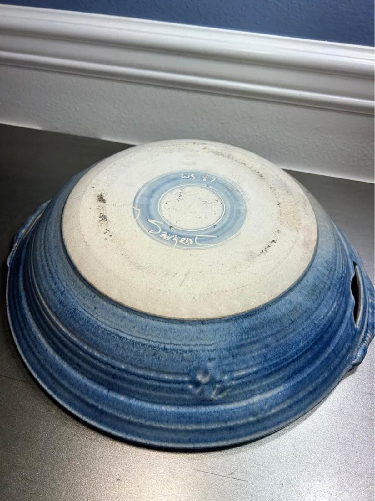 Walter Sargent 1987 Signed Large Floral Stoneware Bowl - 15.5 Inch