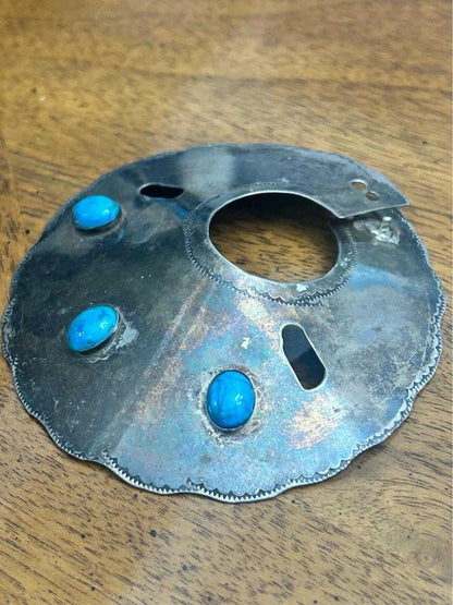 Vintage Lowell Draper Navajo Sterling Silver Matrix Turquoise Hair Bun Cover Chongo Tie