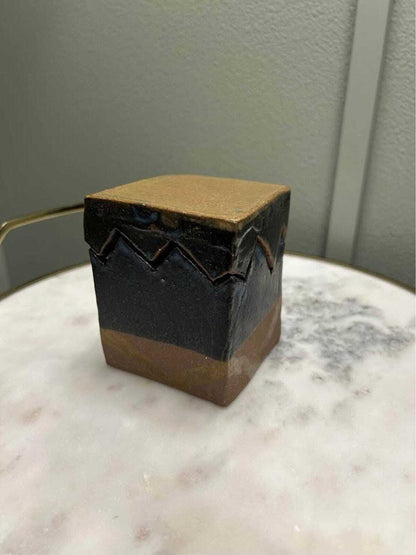 Tom Appleby Studio Pottery Lidded Box, Geometric Stoneware Vessel, PNW Art