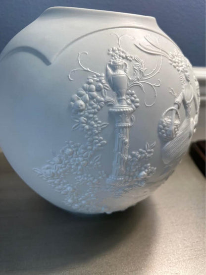 Kaiser Germany Manfred Frey White Bisque Relief Globe Vase | Model 0318