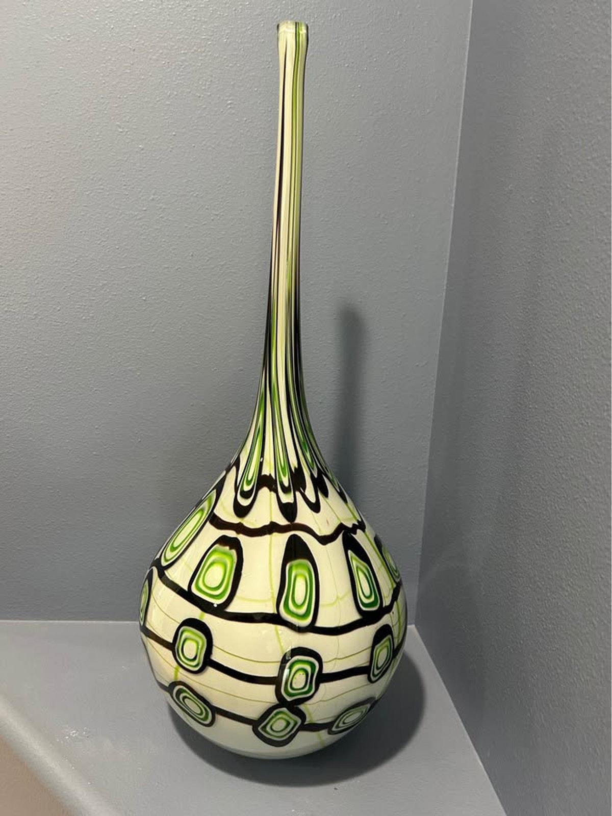 Large Mid-Century Style Art Glass Vase - 26.5"