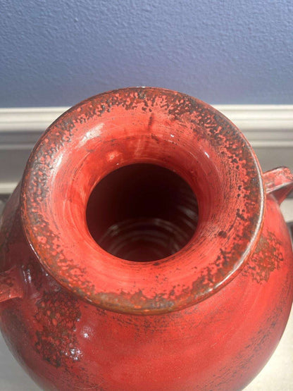 Large Distressed Red Italian Art Pottery Vase