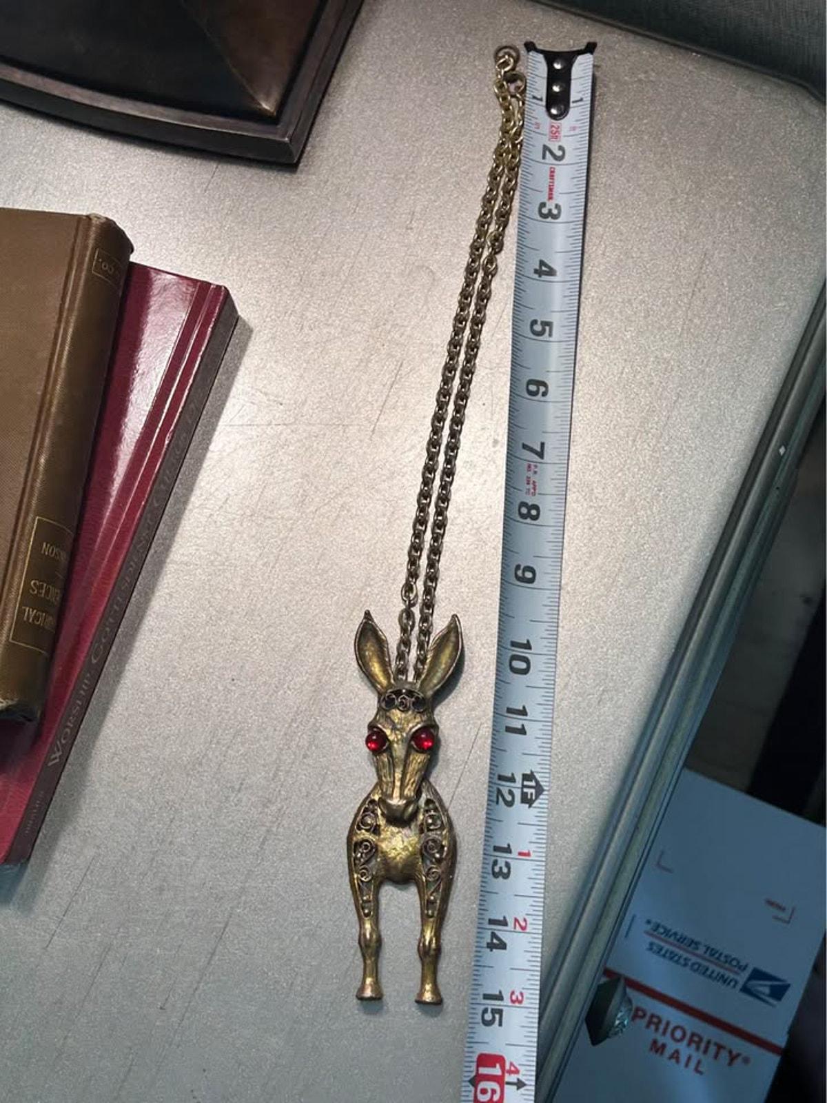 Juliana DeLizza & Elster Articulated Donkey Pendant Necklace, Vintage 1960s