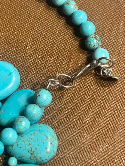 Sterling Silver and Graduated Blue Howlite Teardrop Necklace