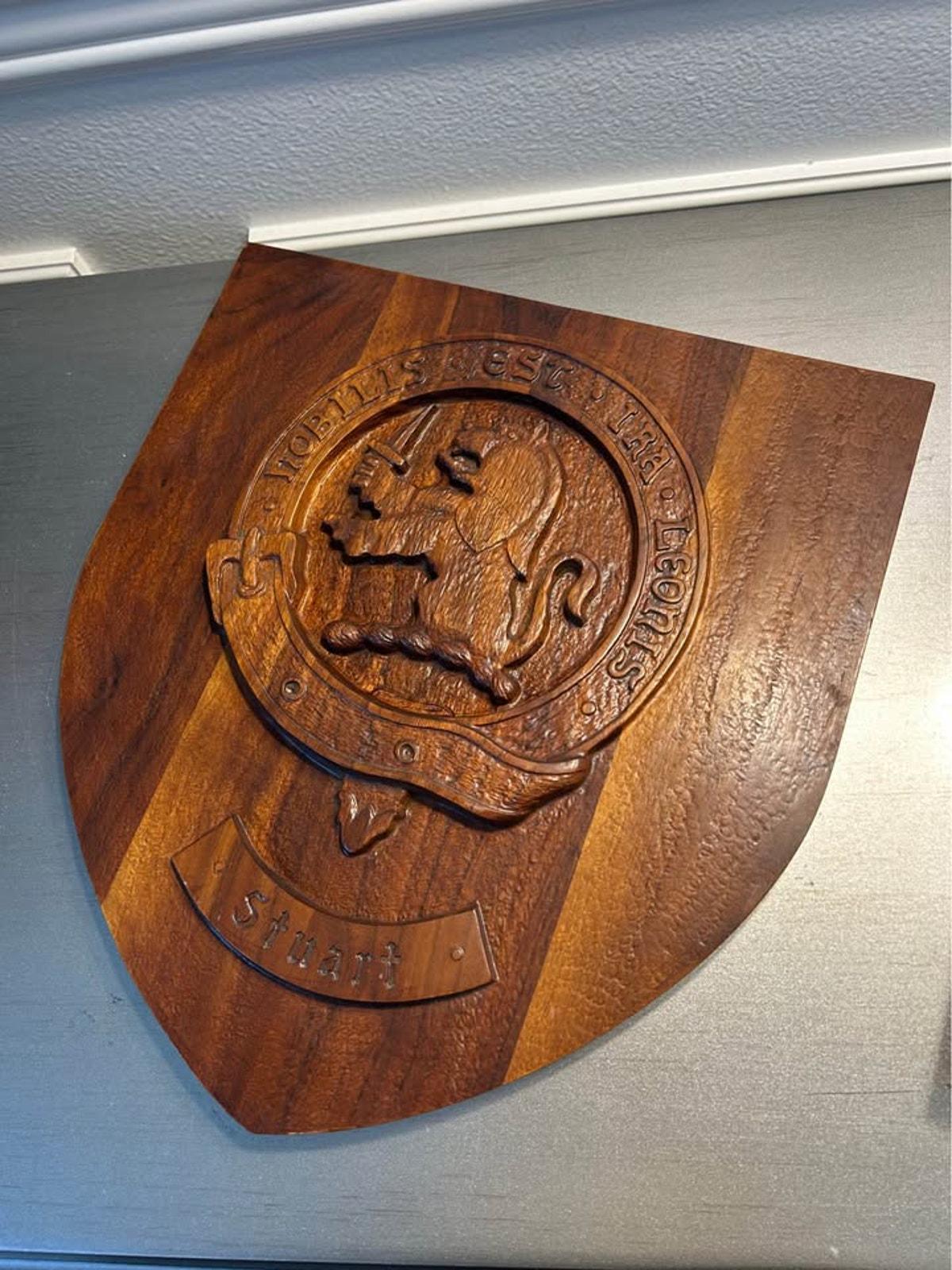 Vintage Hand-Carved Stuart of Appin Clan Crest by Miles – Port Orchard, WA