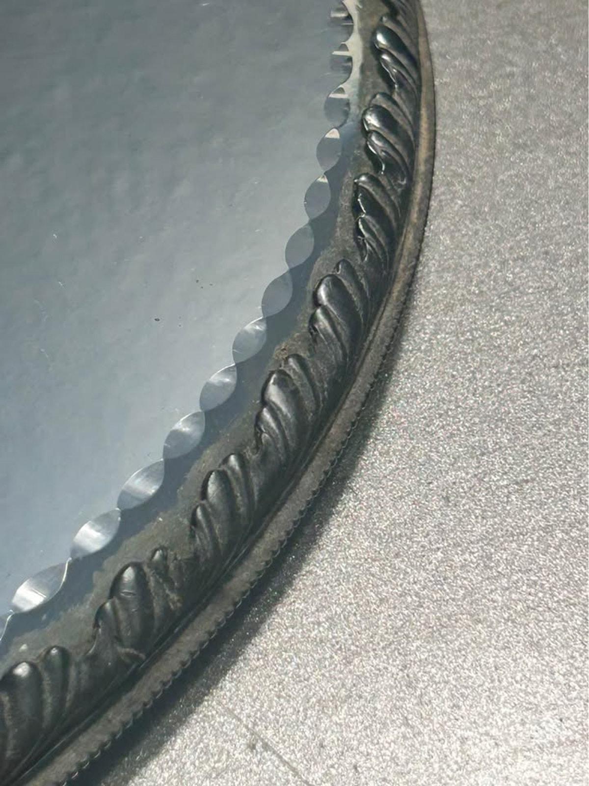 Antique Sterling Silver Repousse & ABP Cut Glass Vanity Set | Celtic Mirror and 14 inch Tray