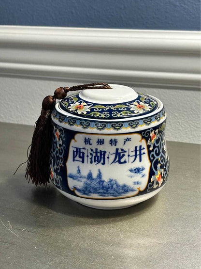 West Lake Longjing Porcelain Tea Caddy