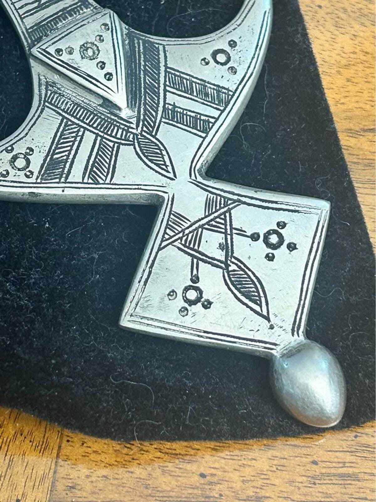 Vintage Large Tuareg Cross of Agadez Pendant Necklace Tribal Amulet