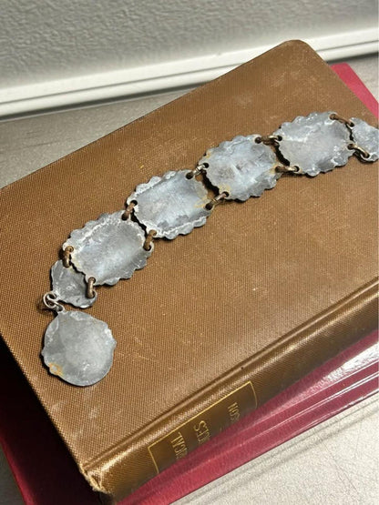 Vintage Mexican Silver Don Quixote Story Bracelet, Mid-Century Relief Panel Jewelry