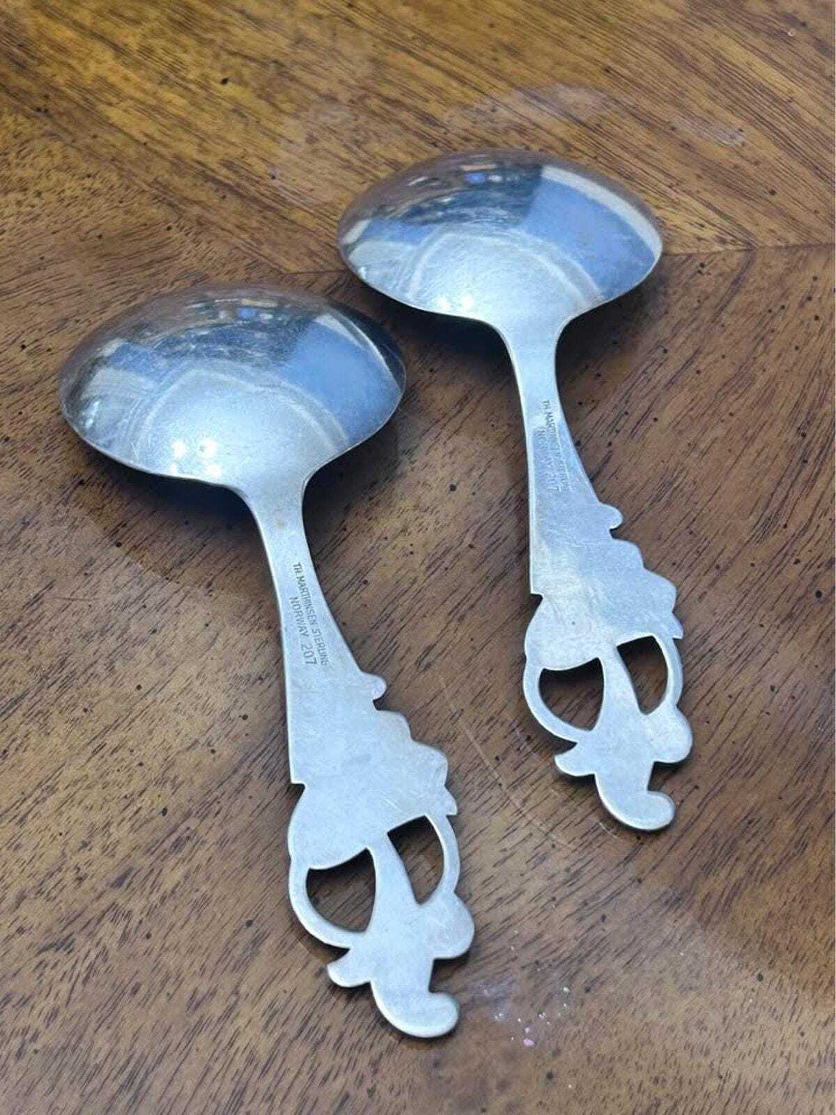 Vintage Th. Marthinsen Sterling Silver Norway 207 Pattern Small Spoons