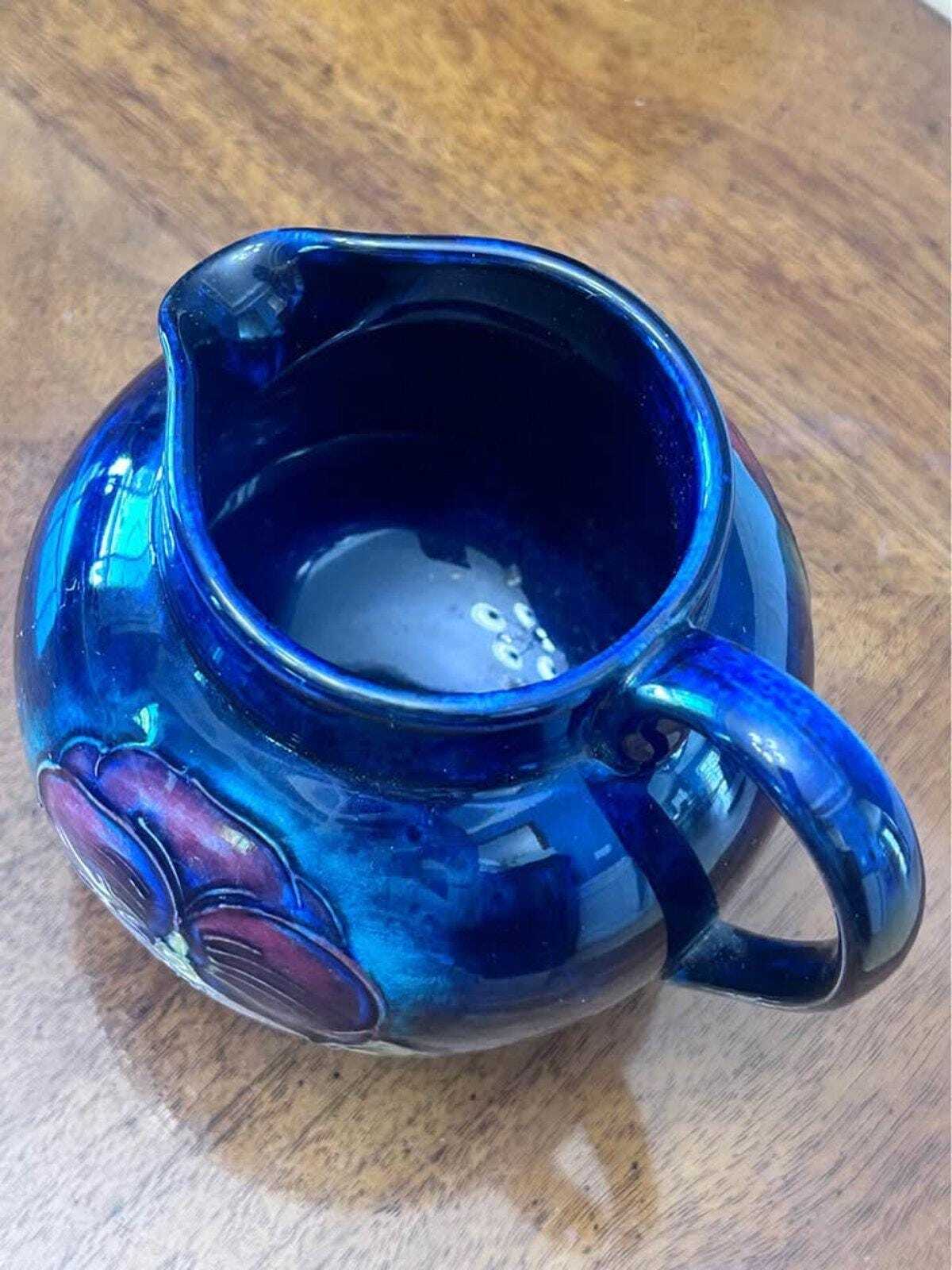 Vintage Moorcroft Pottery Pansy Pitcher Tube Lined Floral Jug