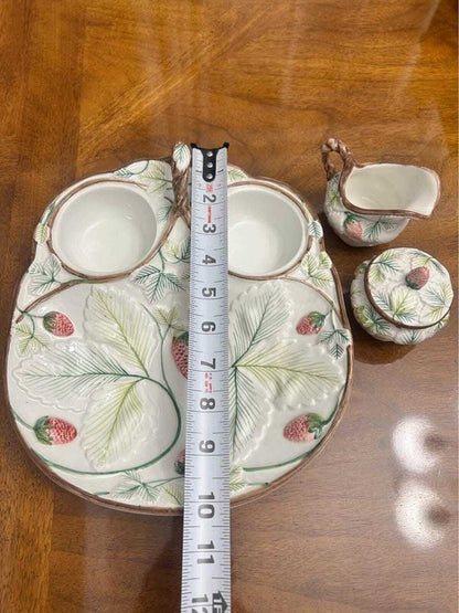 Vintage A.Z. Nove for Tiffany & Co. Majolica Strawberry Cabaret Set