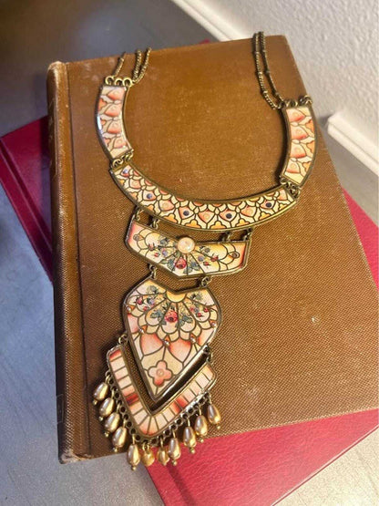 Vintage Michal Negrin Neo-Victorian Floral Crystal Statement Bib Necklace