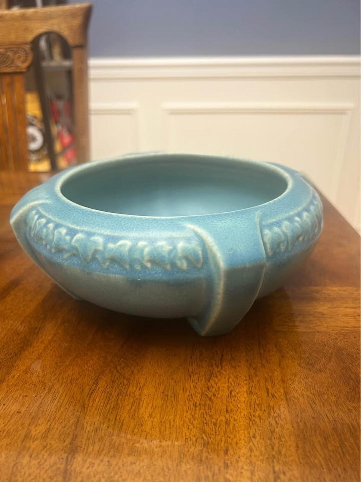 Antique Rookwood Pottery Matte Blue Buttress Bowl Shape 1265