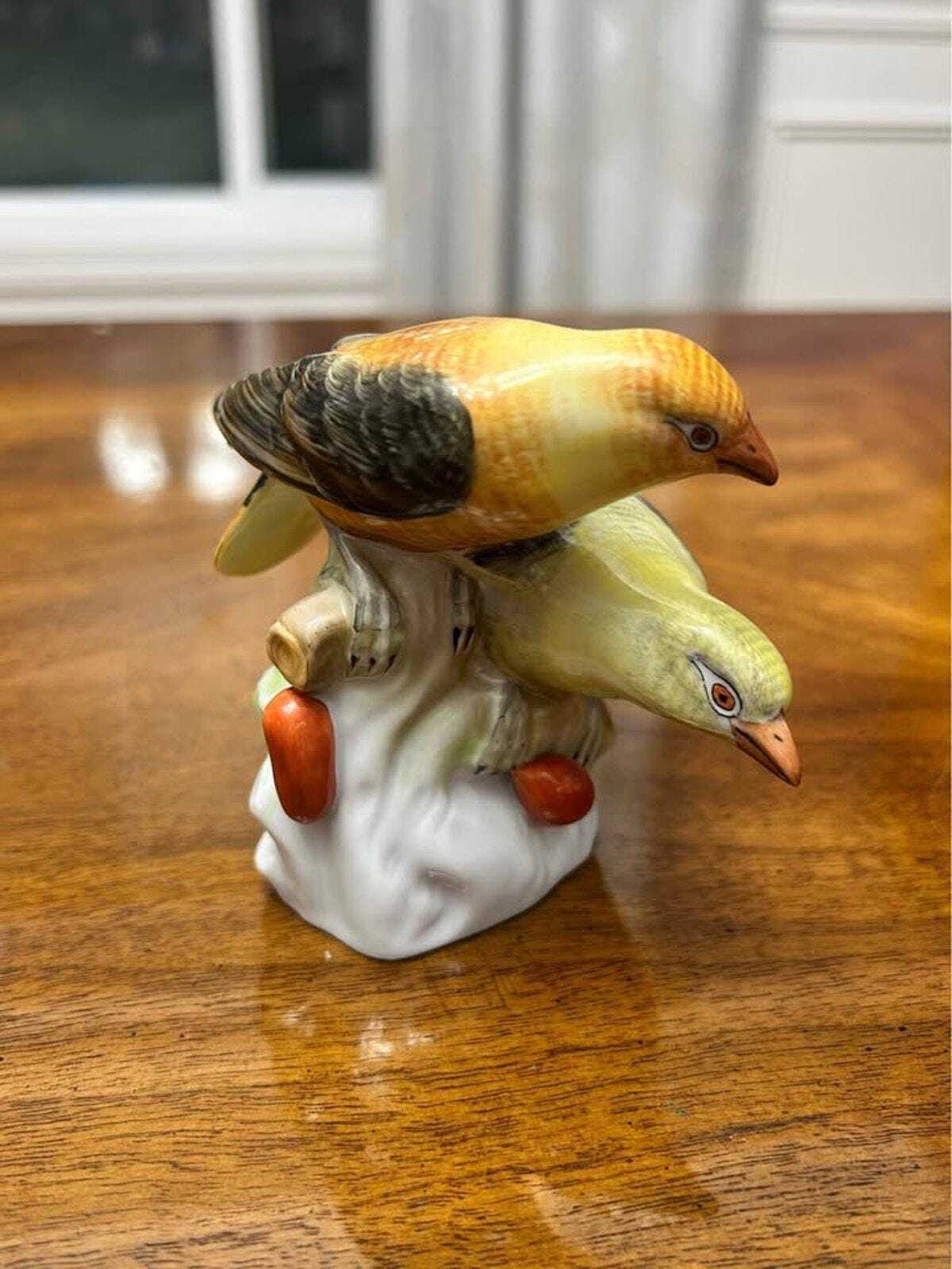 Vintage Herend Hungary Porcelain Two Yellow Birds Figurine 5063 Hand Painted