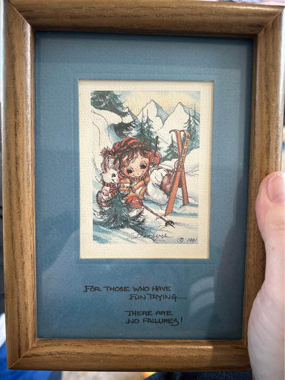 Vintage Jody Bergsma Skiing Print | 1981 PNW Art Collectible