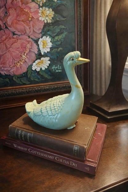 Skupen Studio Ceramic Goose Figurine with Gold Luster