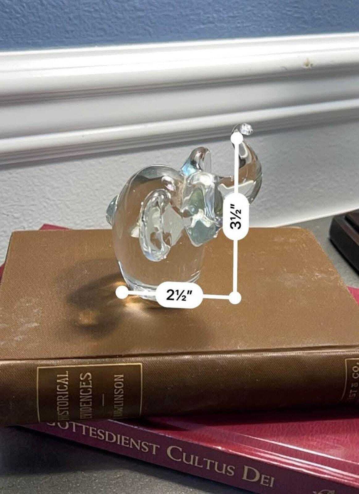 Hand Blown Clear Glass Elephant Figurine - Trunk Up for Good Luck