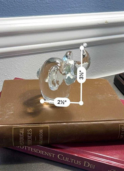 Hand Blown Clear Glass Elephant Figurine - Trunk Up for Good Luck