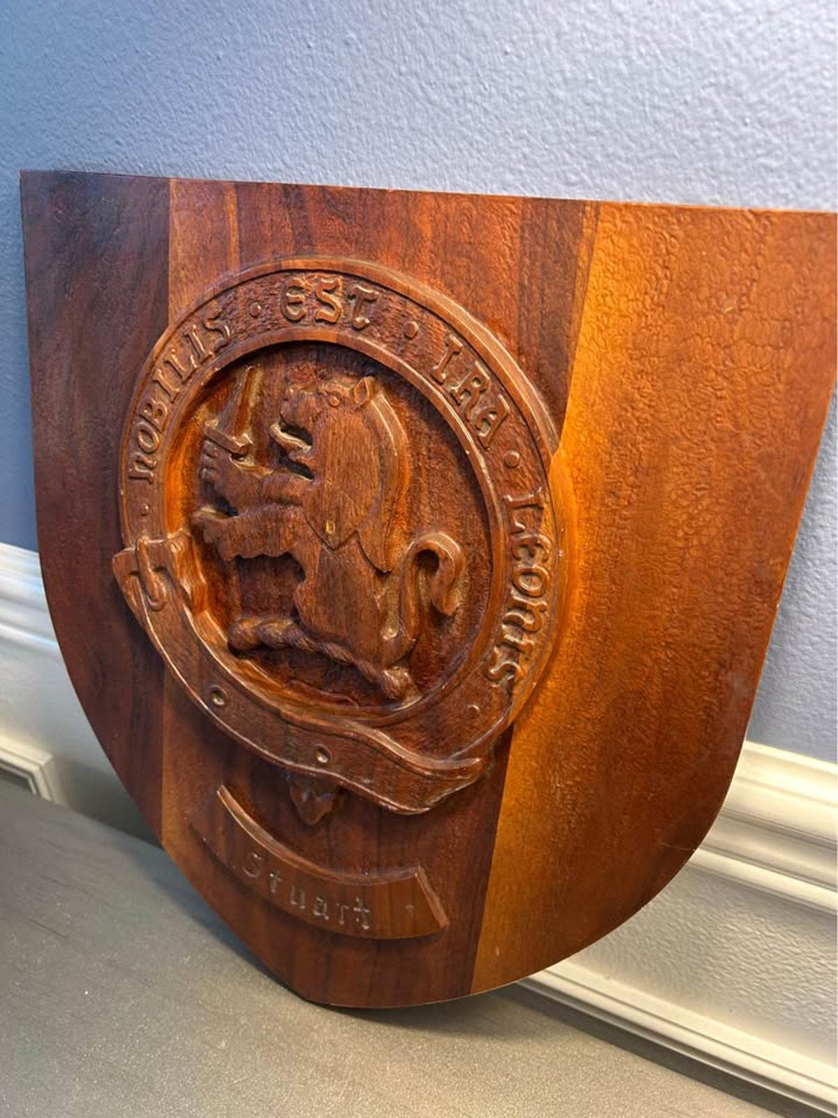 Vintage Hand-Carved Stuart of Appin Clan Crest by Miles – Port Orchard, WA