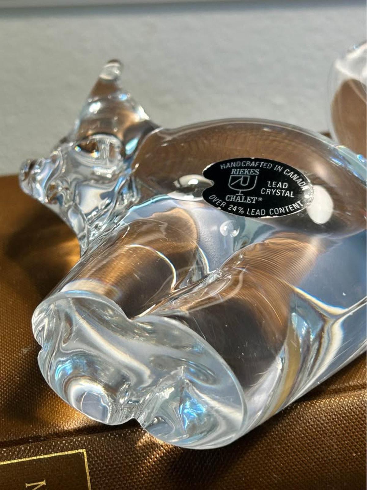 Vintage Riekes Chalet Glass Stylized Animal Figurine - Canadian Lead Crystal