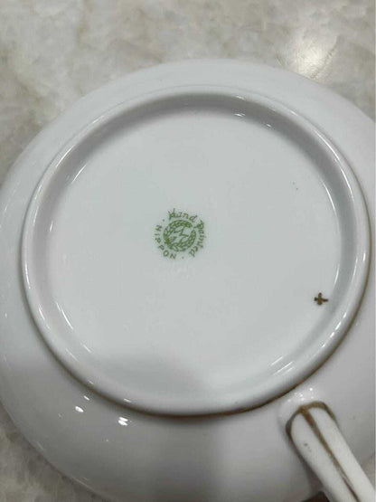 Antique Morimura Brothers Nippon Hand-Painted Porcelain Divided Dish and Bowl Set with Blue Florals