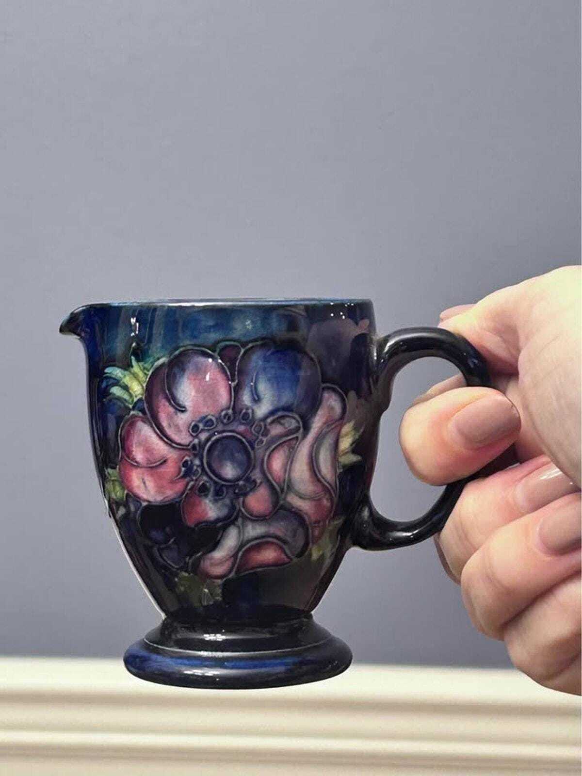 Vintage Moorcroft Pottery Anemone Pattern Small Creamer Jug