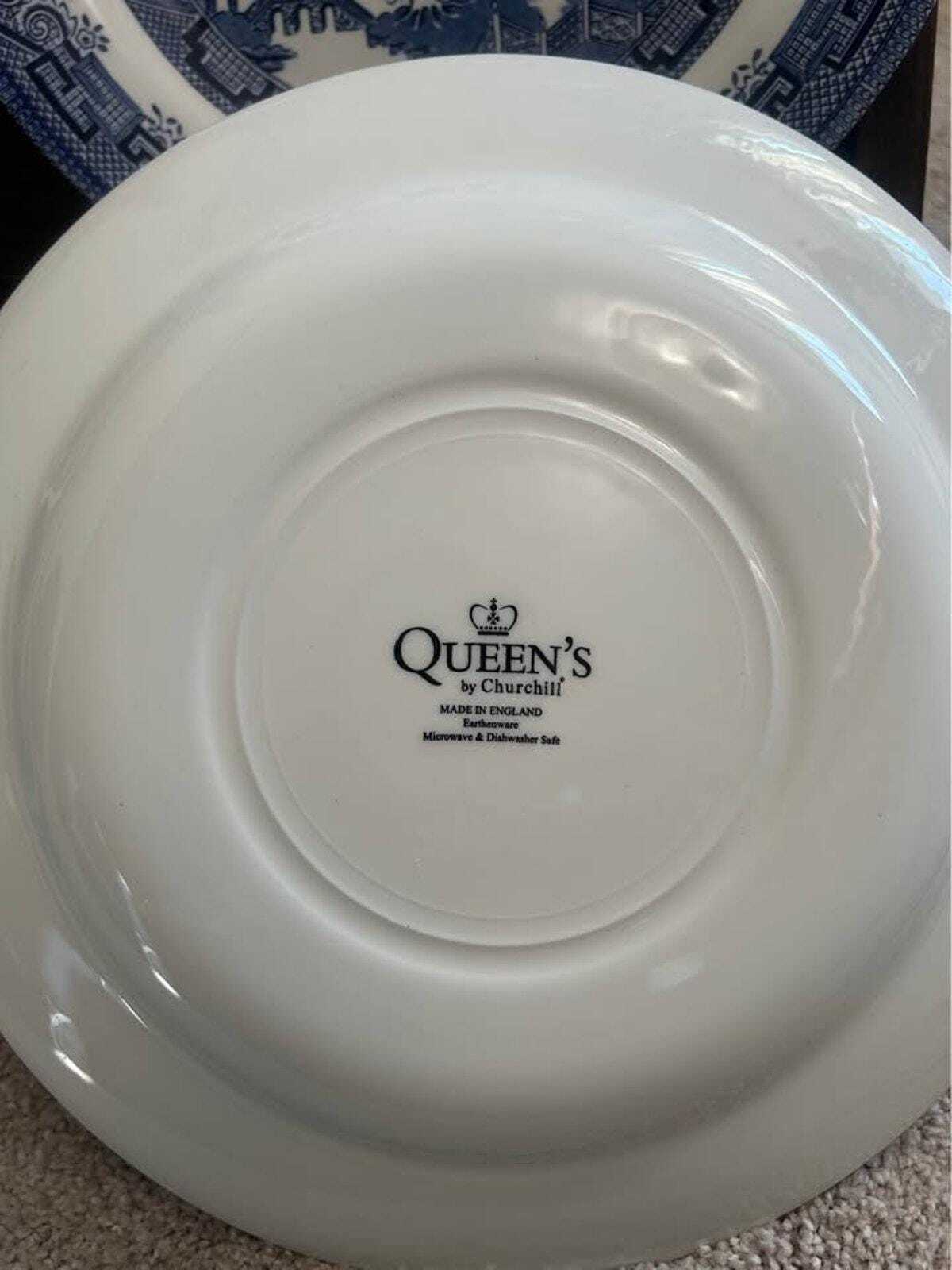 Vintage Queen's Blue Willow Dinner Plates – Chinoiserie Set of 4