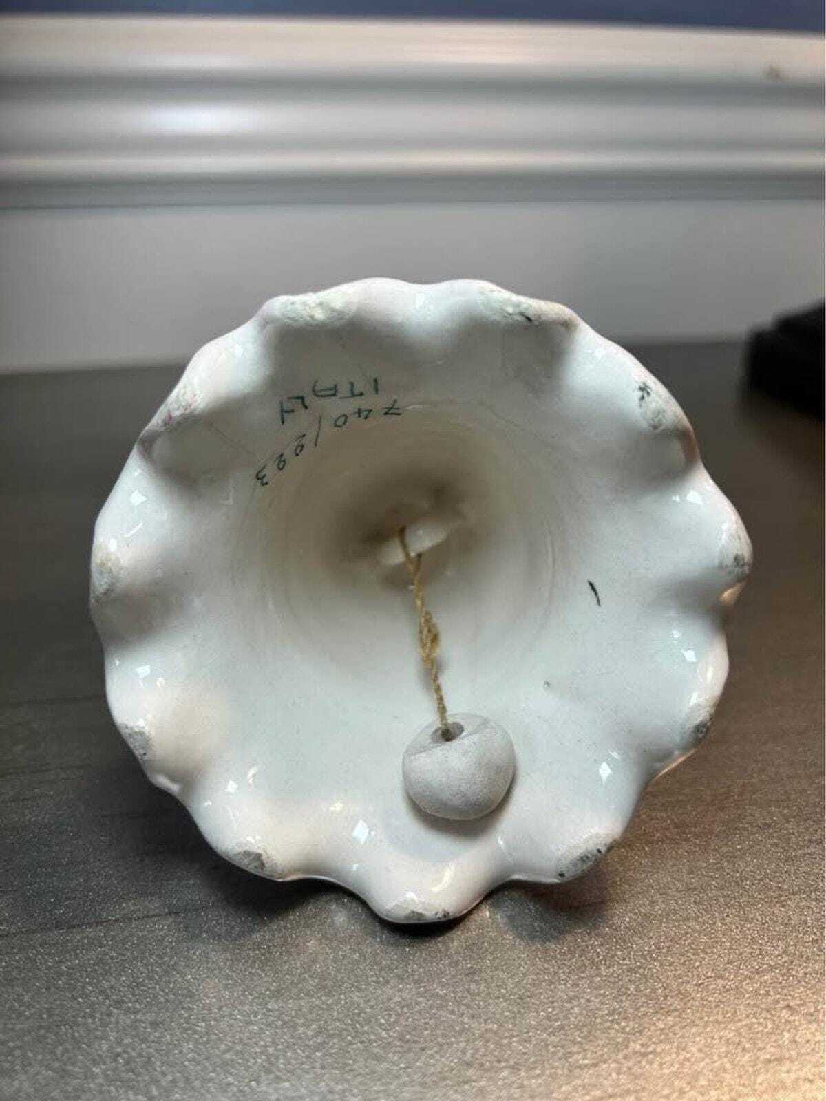 Mid-Century Hand-Painted Italian Floral Ceramic Bell