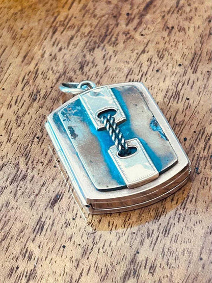 Antique Victorian Gold-Filled Accordion Locket with Strap Motif and Four Photo Compartments