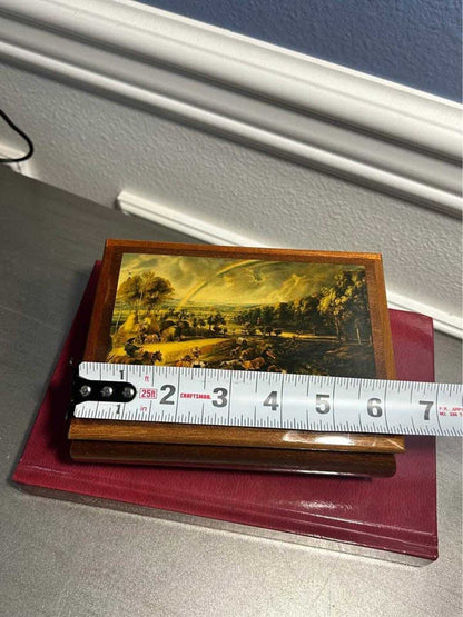 Vintage Italian Wood Music Jewelry Box with Swiss Reuge Movement