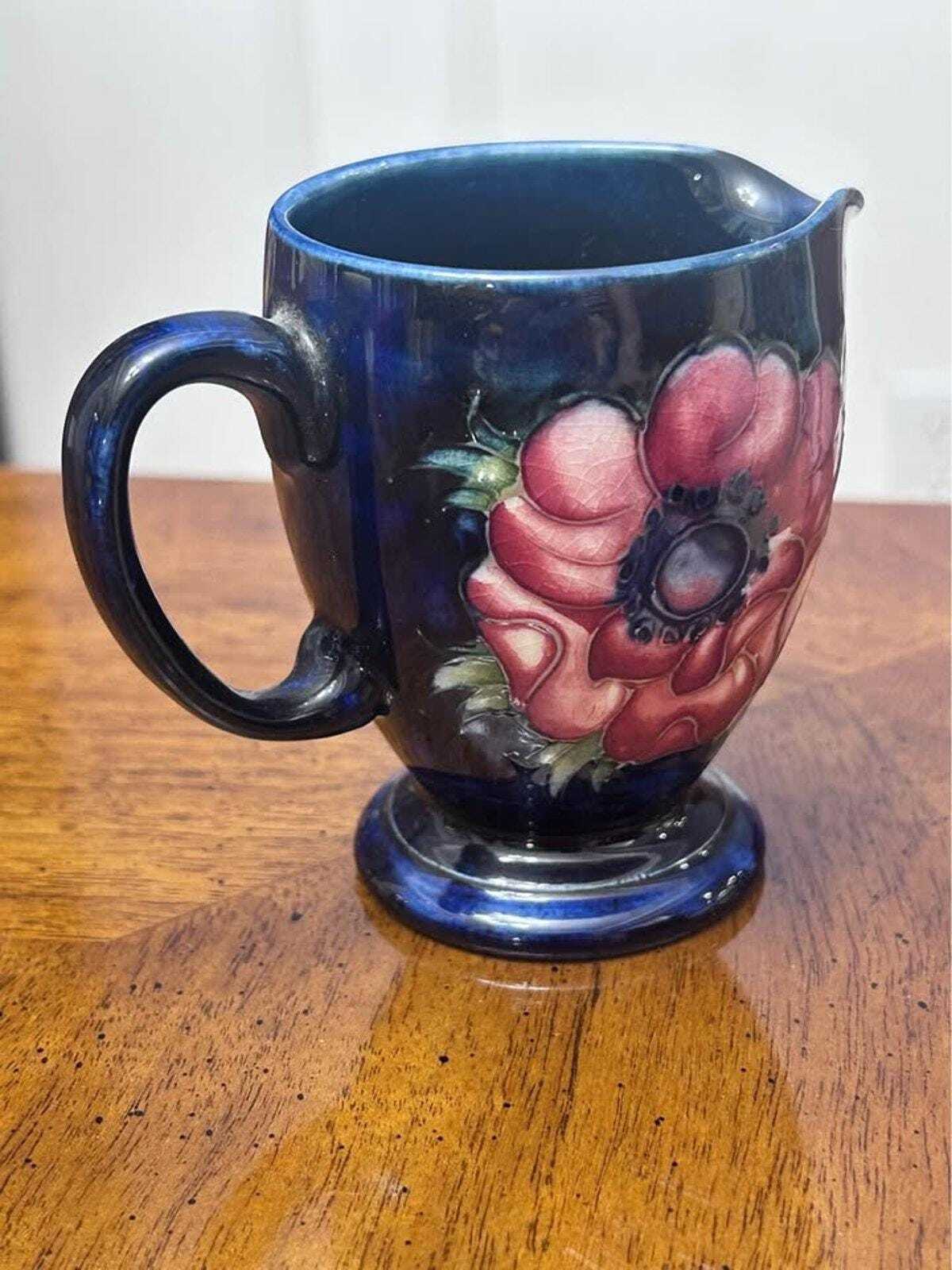 Vintage Moorcroft Pottery Anemone Pattern Small Creamer Jug