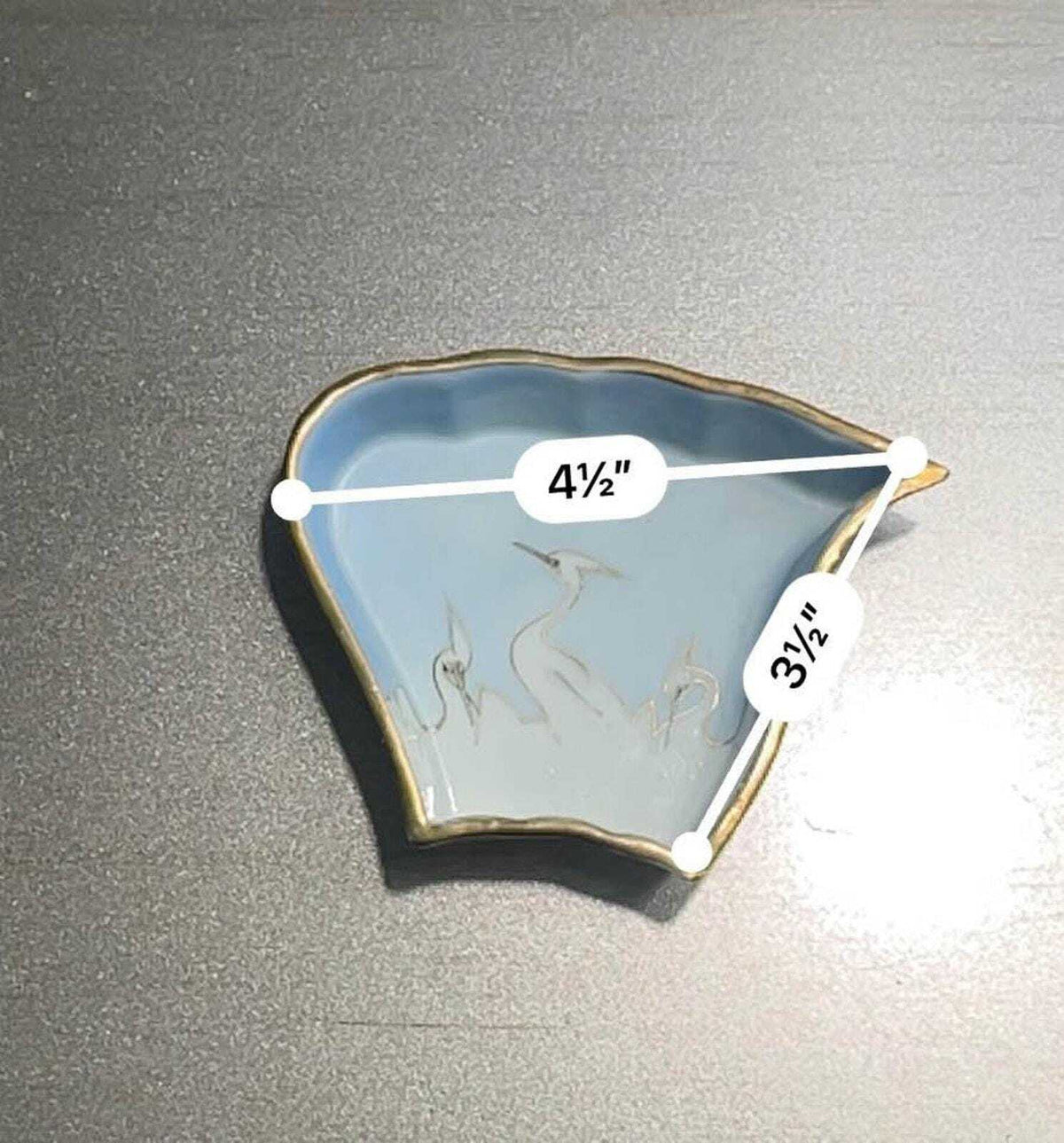 Antique Nippon Porcelain Fan Dish | Hand Painted Crane Moriage Motif