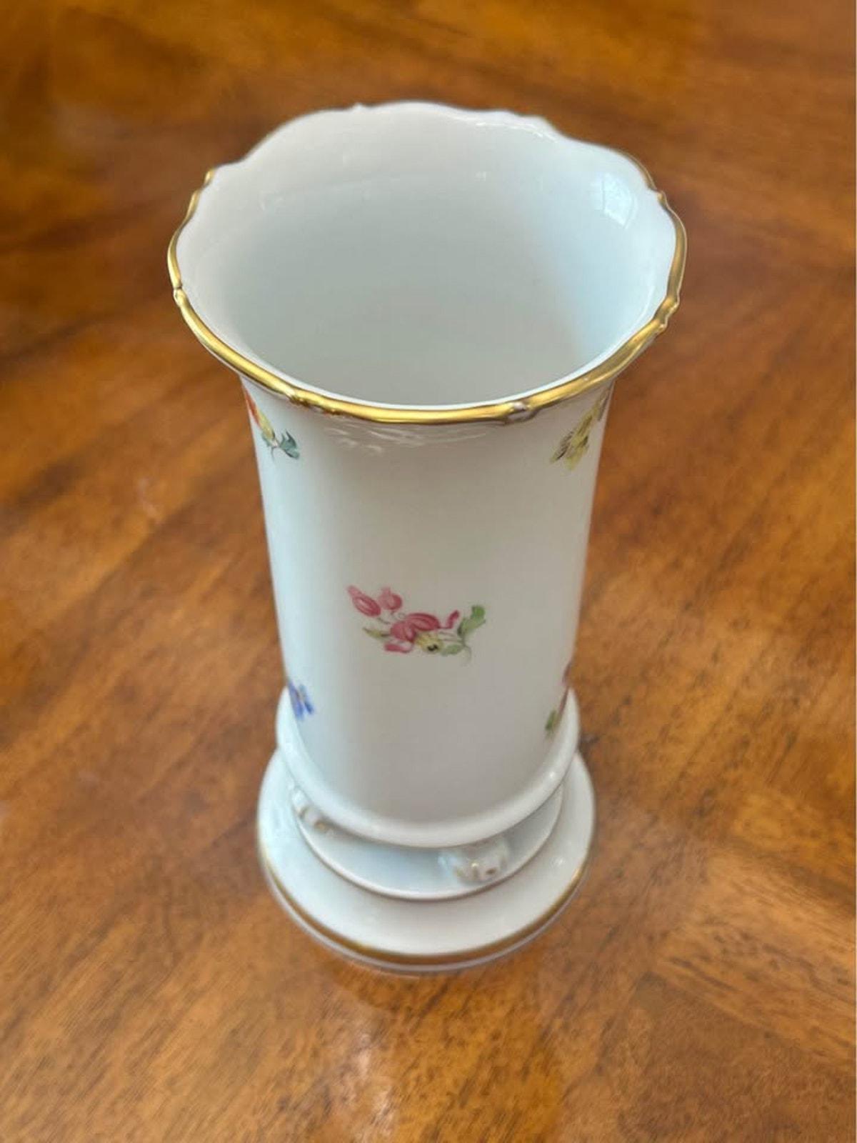 Antique Meissen Porcelain Footed Vase Deutsche Blumen Floral Gilt
