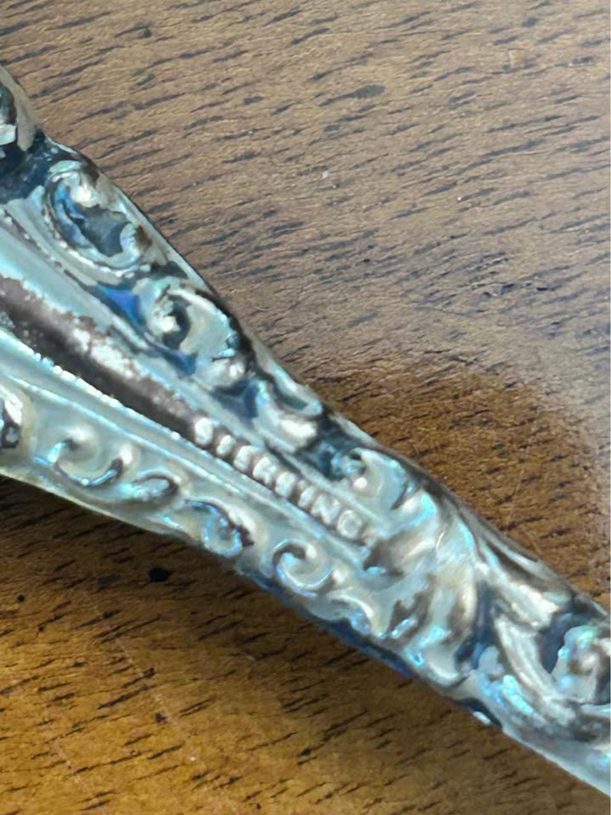 Antique Sterling Silver Repoussé Shoe Horn and Button Hook Vanity Set