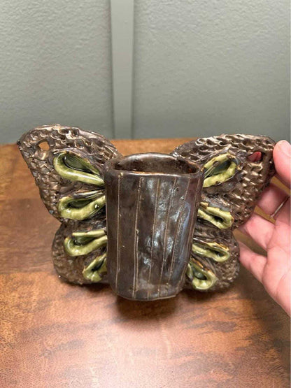 Studio Pottery Butterfly Wall Pocket