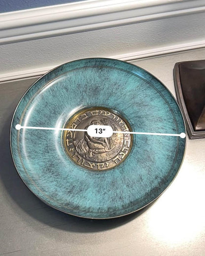 Pal-Bell Israel Mid-Century Bronze Patina Plate "Sowers in Tears"