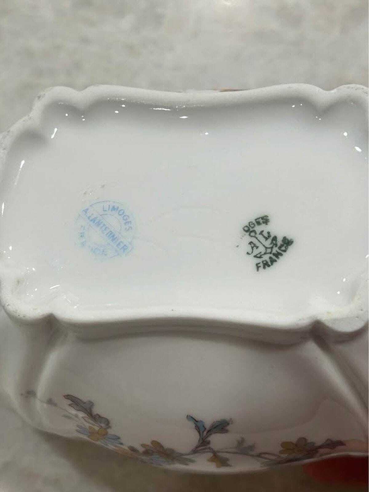 Antique A. Lanternier Limoges Porcelain Gravy Boat Floral Pattern