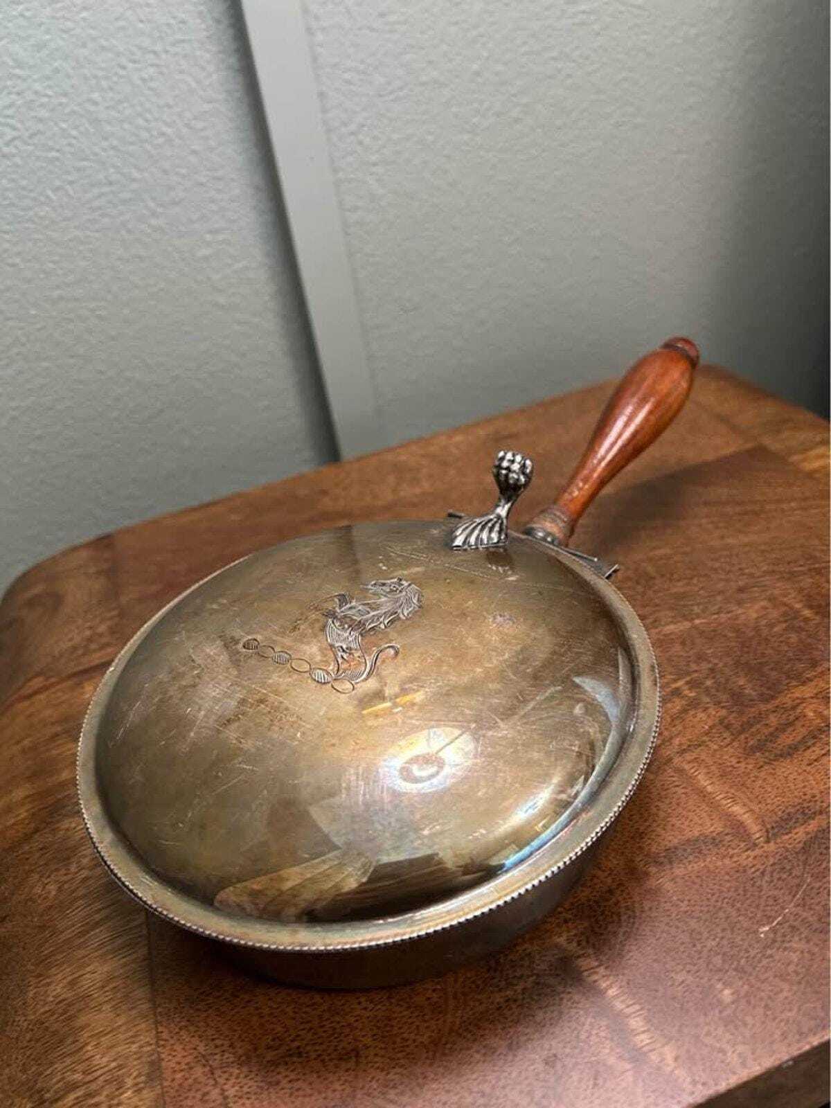 Rare Benedict Mfg. Co. Silver Plate Silent Butler with Engraved Heraldic Crest